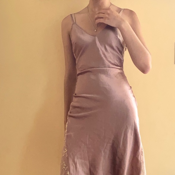 Victoria's Secret Other - Victoria’s Secret Mauve Satin + Lace Slip Dress